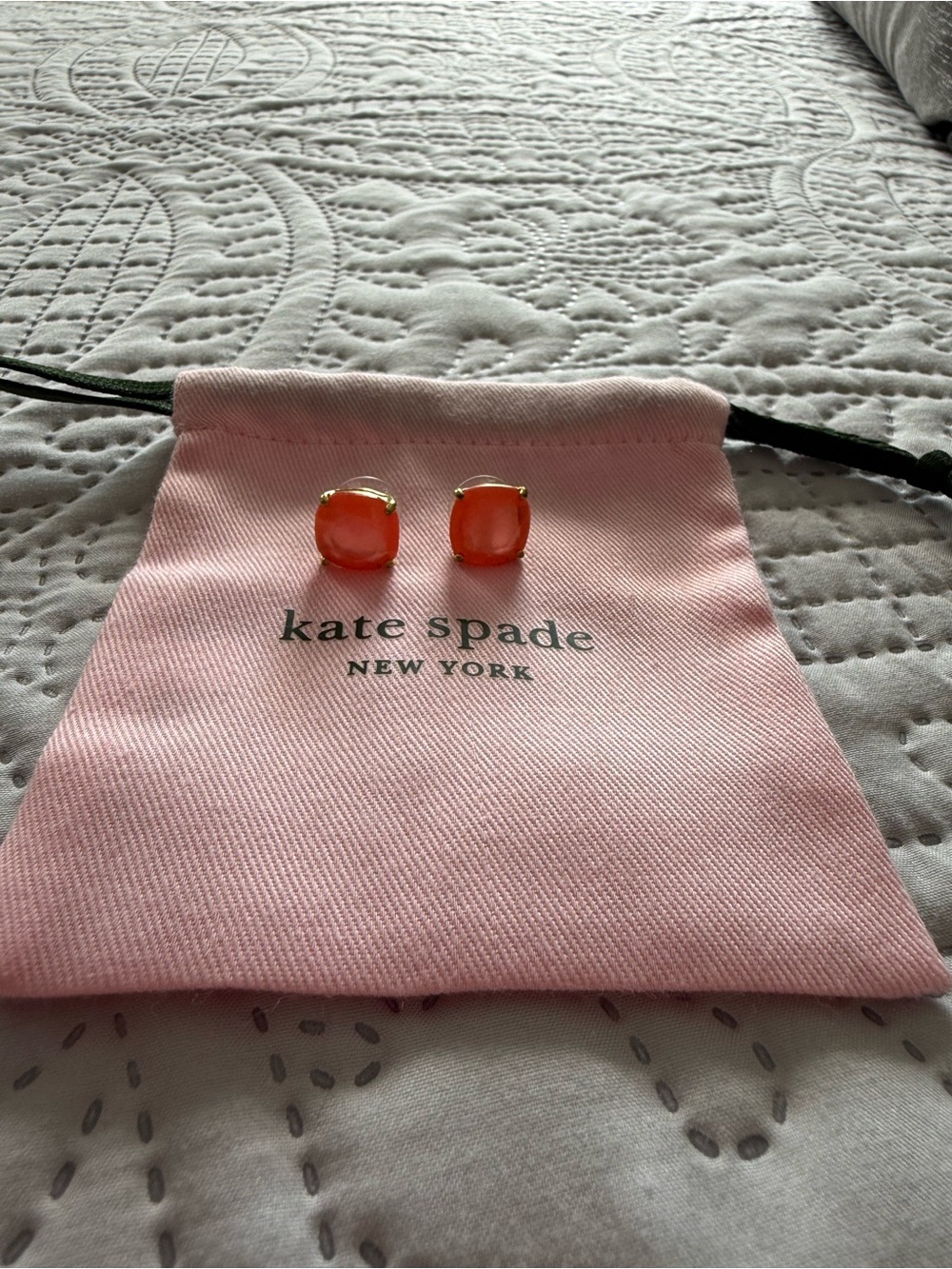 kate spade gold-tone stud earrings with coral accents